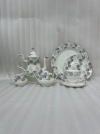 Elegant Silver Floral Bone Tea Set