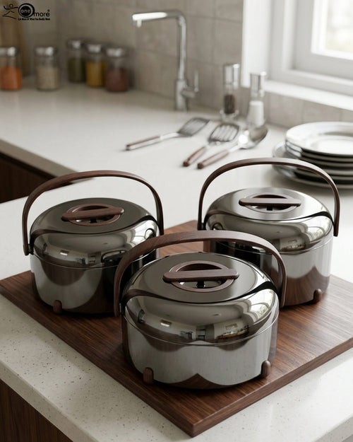 3-Piece Stainless Steel Insulated Hot Pot Set (3L, 4L, 5L)