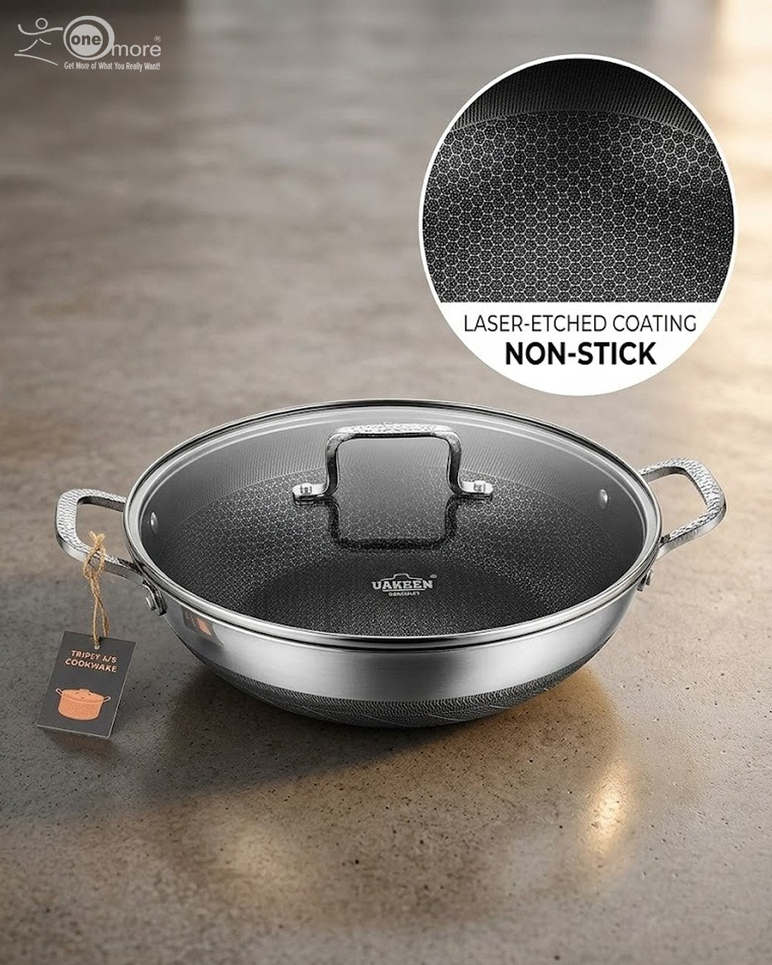 Honey Comb Laser-Etched Non-Stick Wok