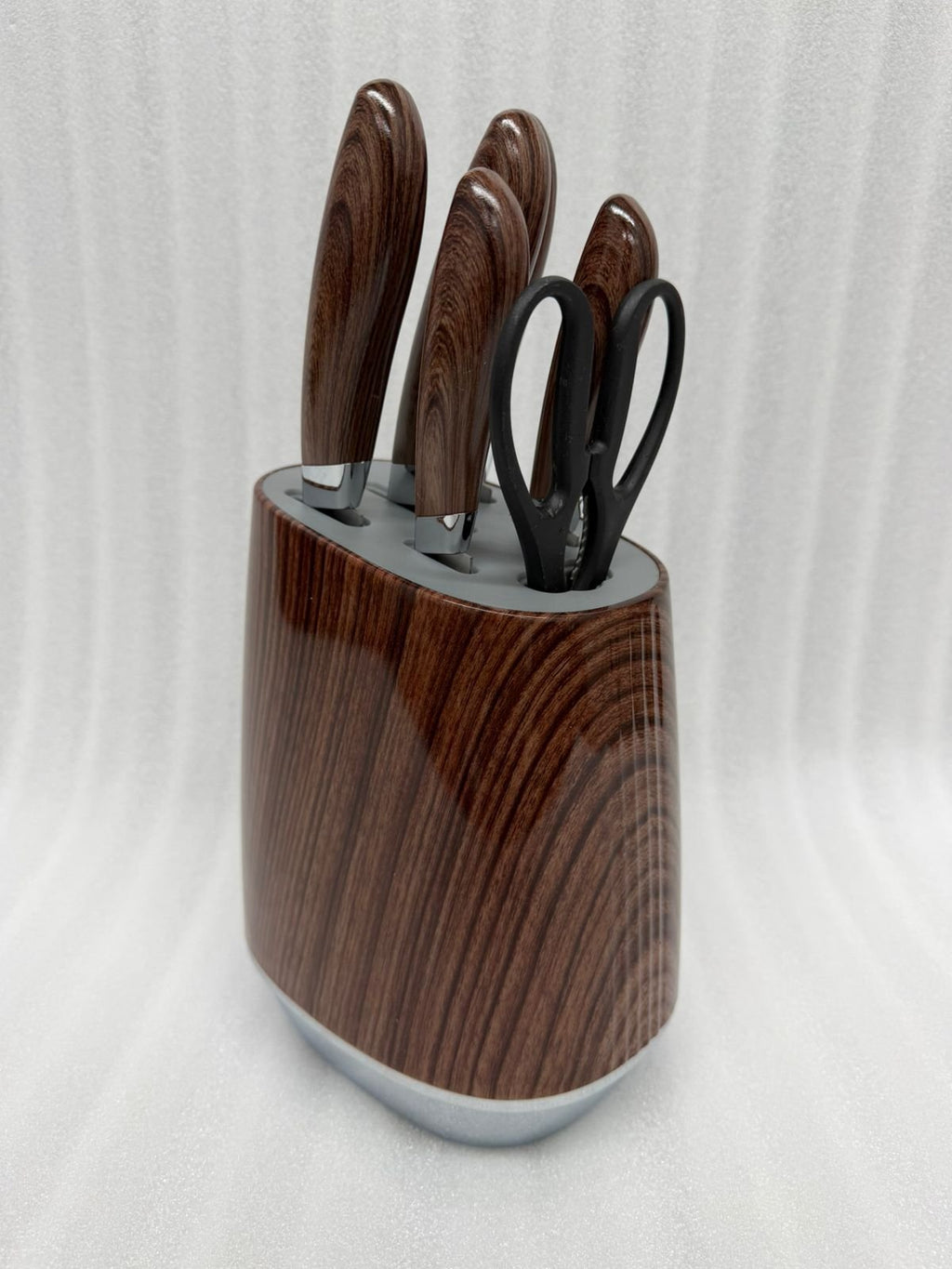 6-Piece Premium Wood-Grain Knife Set with Universal Block