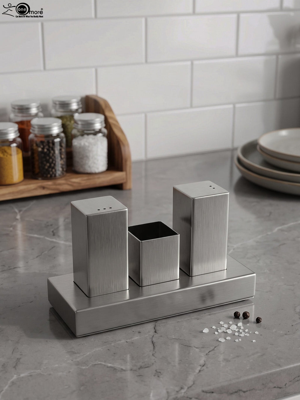 Modern Stainless Steel Salt and Pepper Shaker Set