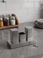 Modern Stainless Steel Salt and Pepper Shaker Set