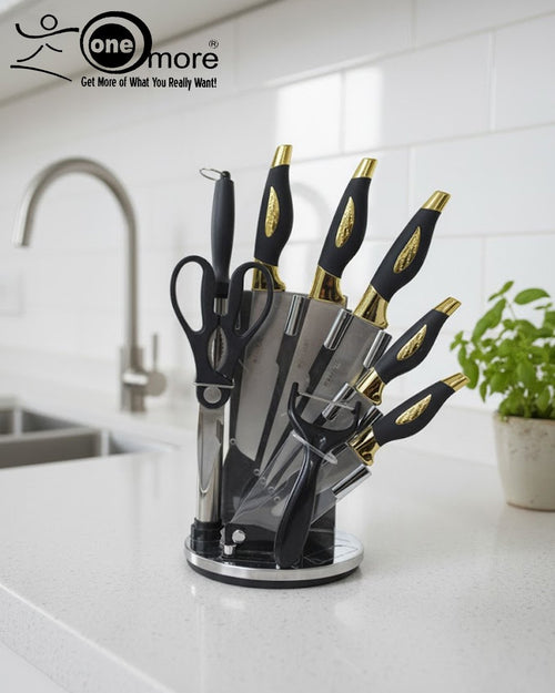 8-Piece Luxury Kitchen Knife Set with Rotating Stand