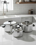 3-Piece Insulated Stainless Steel Hotpot Set (1L, 2L, 3.5L)
