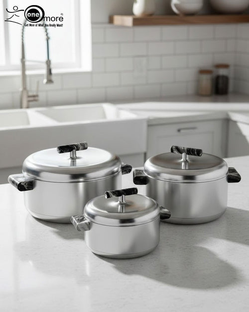 3-Piece Insulated Stainless Steel Hotpot Set (1L, 2L, 3.5L)