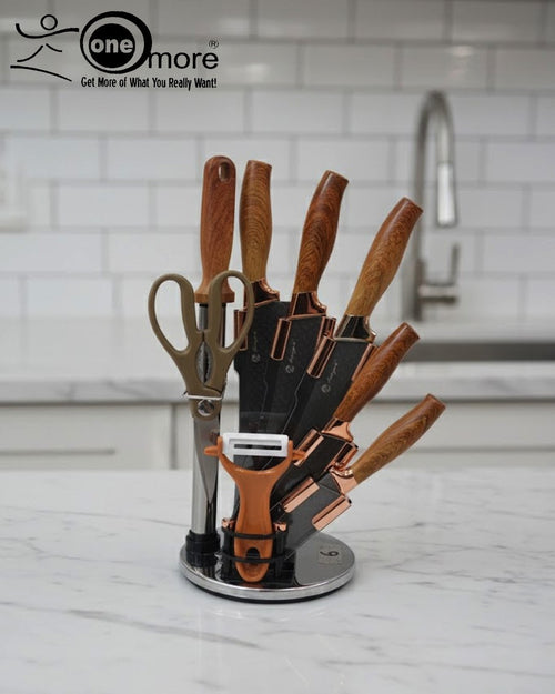 8-Piece Luxury Kitchen Knife Set with Rotating Stand