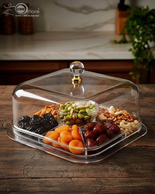 Acrylic Dry Fruit Dish & Cake Dish with Lid