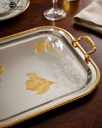 Stainless Steel Floral Serving Tray Set