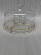 2-in-1 Acrylic Cake Stand & Multi-Sectional Dry Fruit Serving Dish with Dome Lid