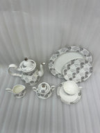 Elegant Silver Floral Bone Tea Set