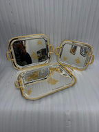 Stainless Steel Floral Serving Tray Set
