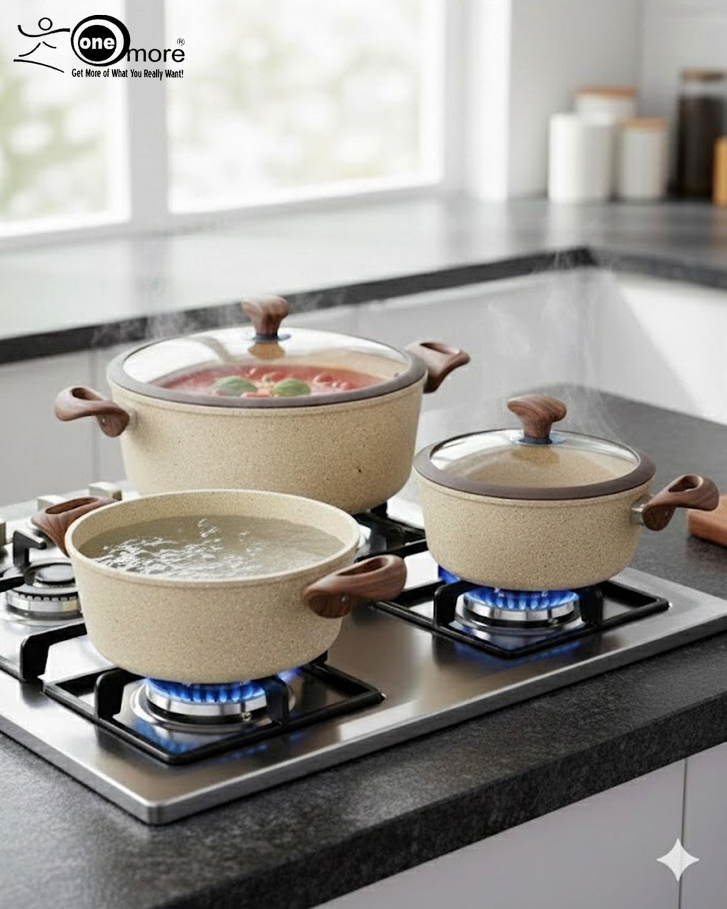 Falez 9-Piece Ceramic Granite Non-Stick Cookware Set – Premium Turkish Quality & Healthy Low-Oil Cooking