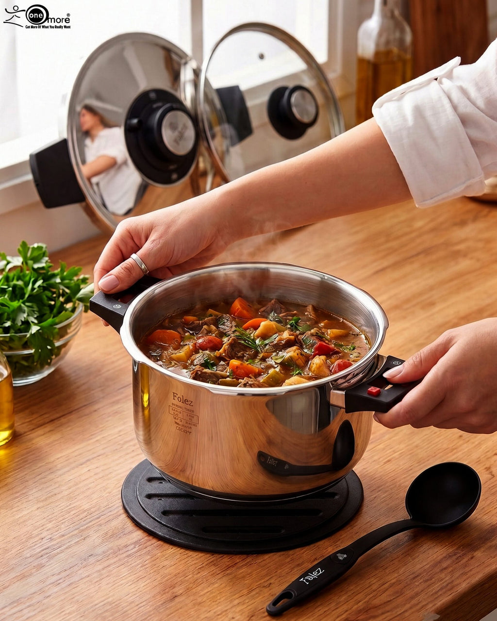 Falez 6L Non-Stick Stainless Steel 6-Piece Cooker Set