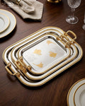 Stainless Steel Floral Serving Tray Set