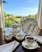 Elegant Silver Floral Bone Tea Set