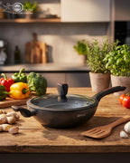 One More Premium Granite Non-Stick Wok with Lid (available in 24cm,26cm and 28cm) – Healthy Low-Oil Cooking | Soft-Touch Silicon Handle