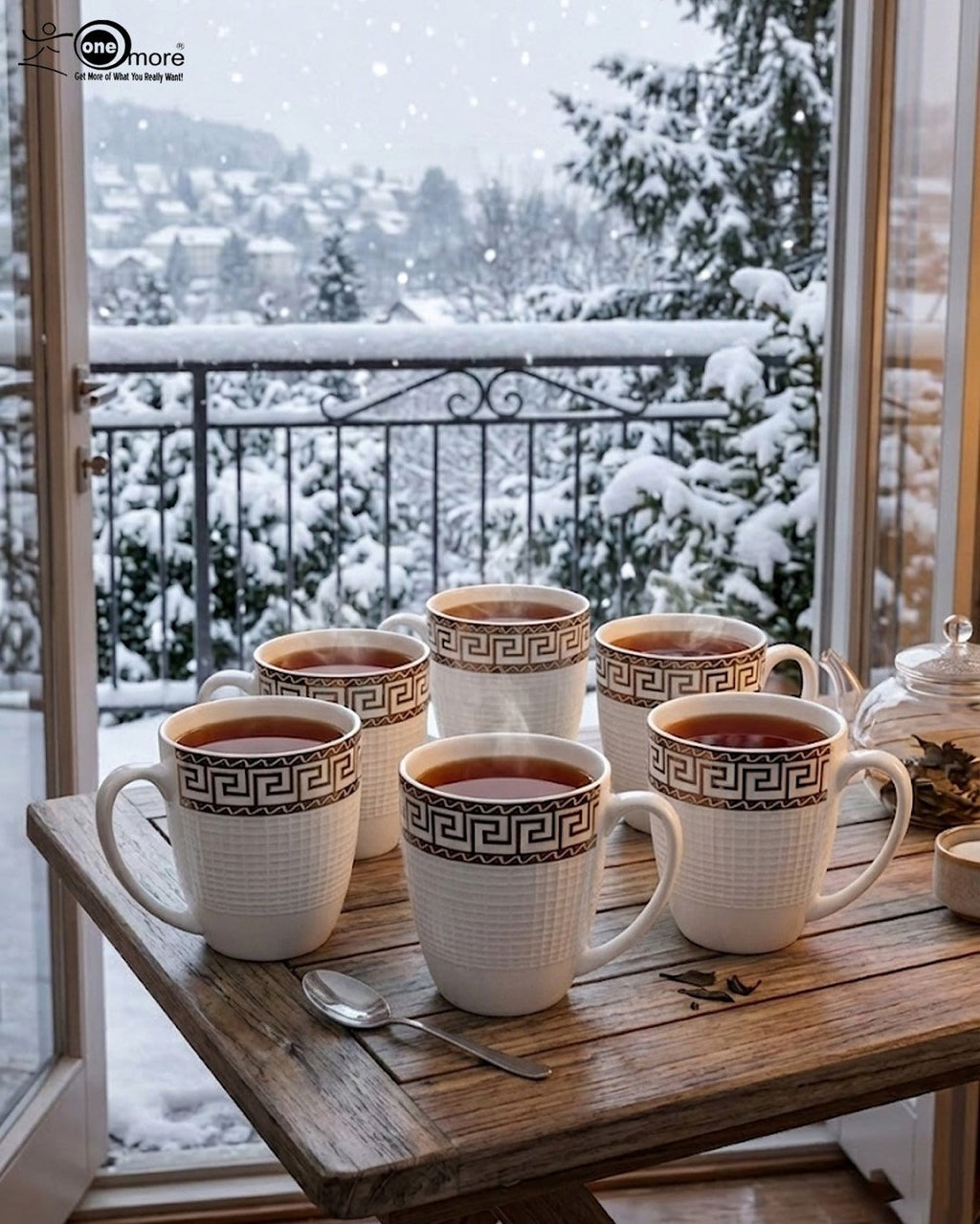 Regal Greek Key Bone China Mug Set
