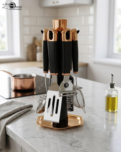 7-Piece Black & Gold Kitchen Set