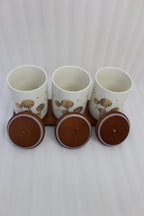 Ceramic Storage Jar Set with Wooden Lids and Tray