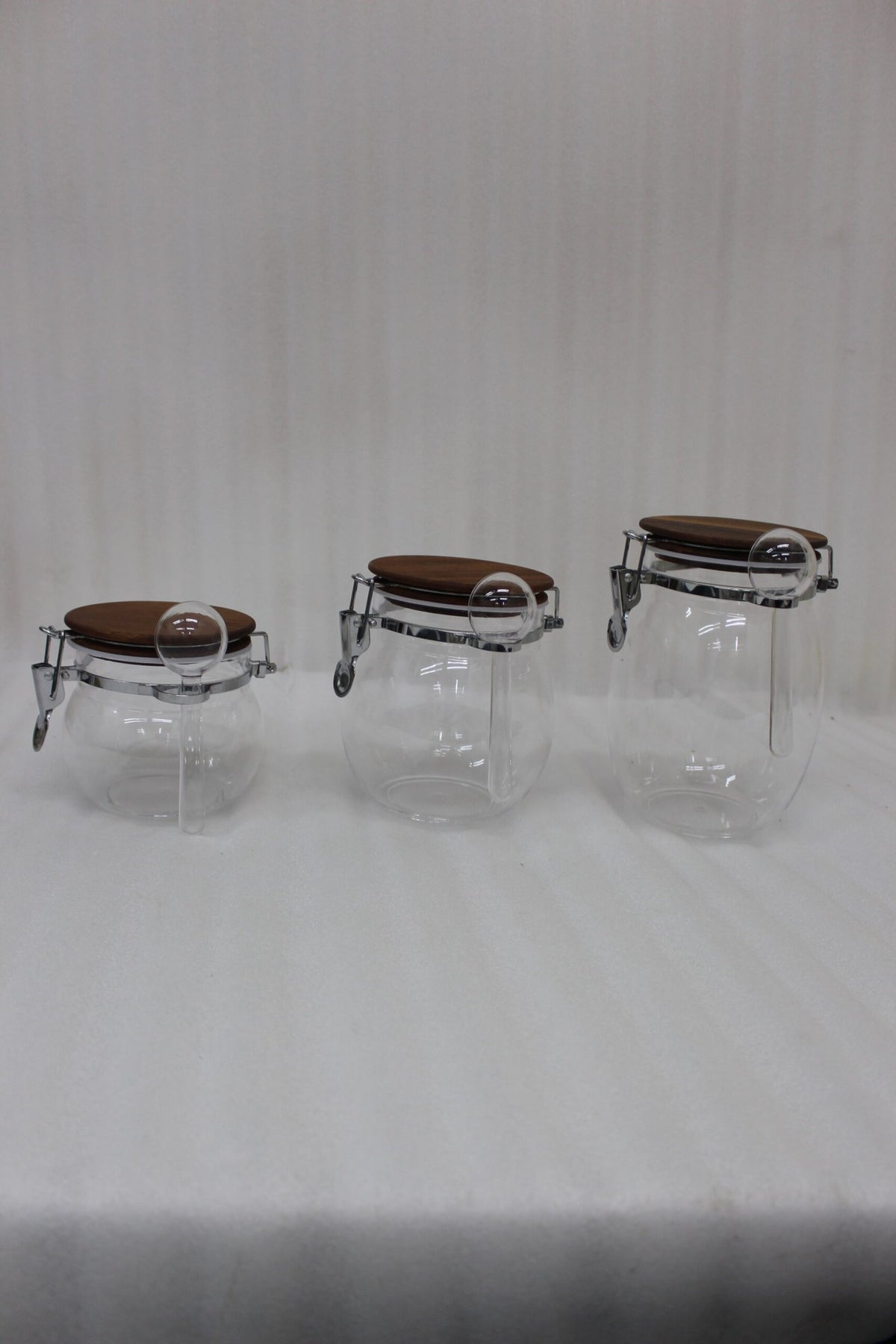 Acrylic Airtight Jars Set with Wooden Lid and Spoon
