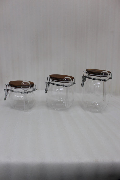 Acrylic Airtight Jars Set with Wooden Lid and Spoon
