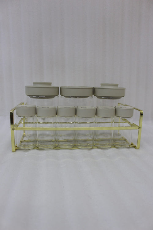 9-Piece Glass Spice Jar Set with Gold Display Rack
