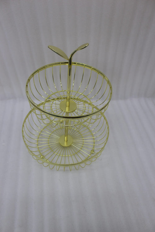2-Tier Gold Wire Fruit Basket Holder