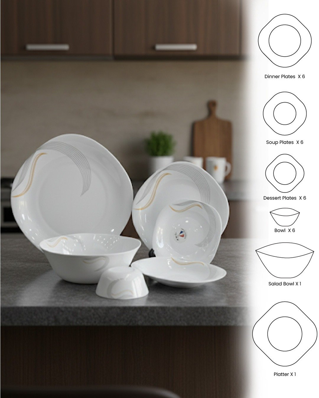 Elegant Swirl Opal Dinner Set