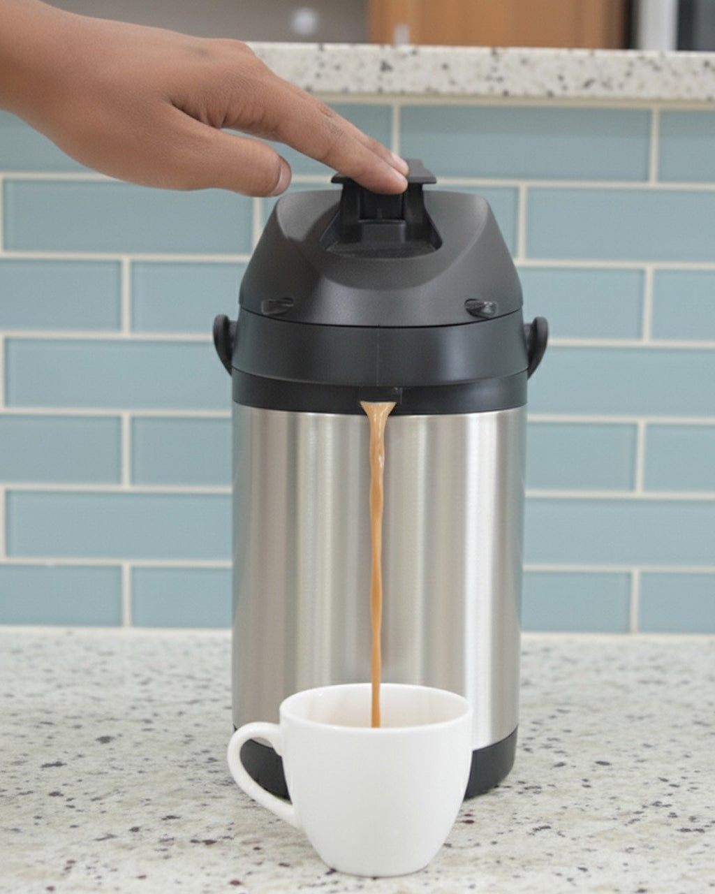 Premium Stainless Steel Airpot Thermos – Vacuum Insulated Pump Flask with Rotating Base for Coffee & Tea (Available in 3L, 3.5L & 4L)