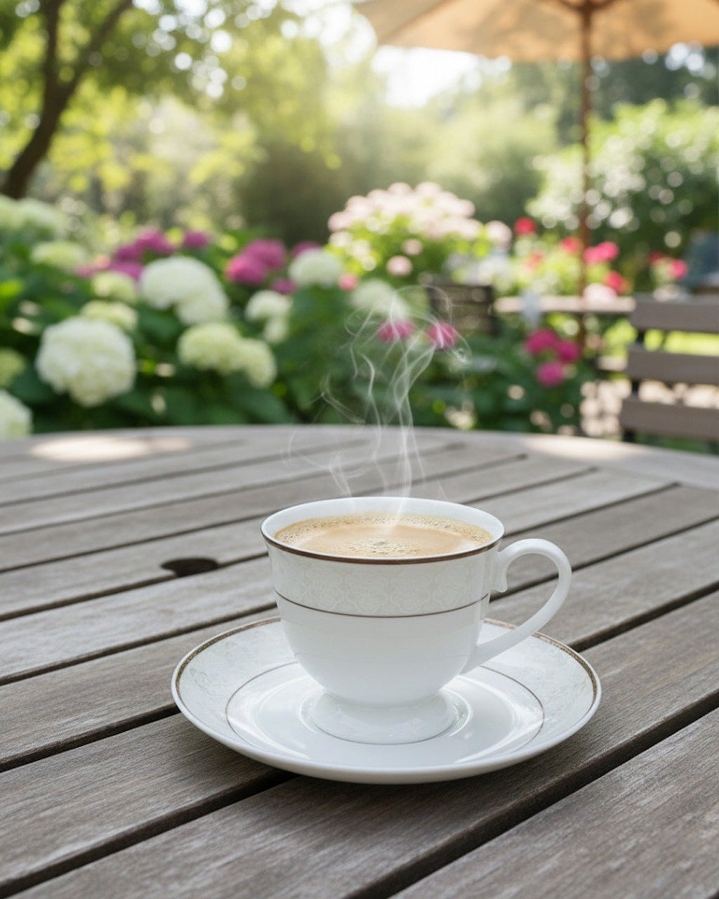 Elegant White Porcelain Cups with Gold Trim